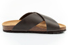 Bio Bio Herren-Flip-Flops, vorgeformte Zehentrenner, Naturleder, Braun