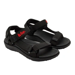Lee Cooper Herren-Sandalen mit Klettverschluss für den Sommer und den Strand, leicht, schwarz