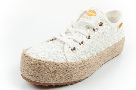 Lee Cooper Damen-Sneaker mit Schnürung, Weiß mit Plateau