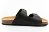 Bio Bio Herren-Flip-Flops, vorgeformte Zehenstegsohlen, Naturleder, Schwarz
