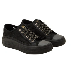 Lee Cooper Damen-Plateau-Sneaker mit Schnürung, schwarz